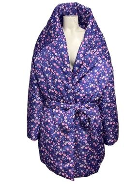 BALENCIAGA PURPLE / LILAC GRAPHIC FLOWER SCOOTER COAT